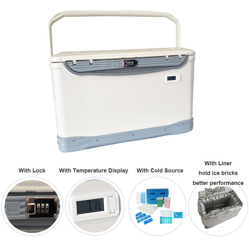 38L Insulated Cooler Box with Lock, Portable Cold Storage Container for Temperature-Sensitive Items