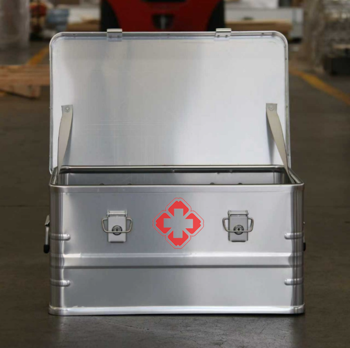 Aluminum Storage Box for First Aid Supplies, Portable Lockable Organizer Case for Medications and Personal Items