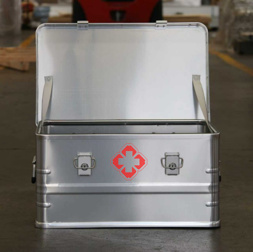 Aluminum Storage Box for First Aid Supplies, Portable Lockable Organizer Case for Medications and Personal Items